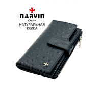 Кошелек NARVIN 9686-Ostrich Black