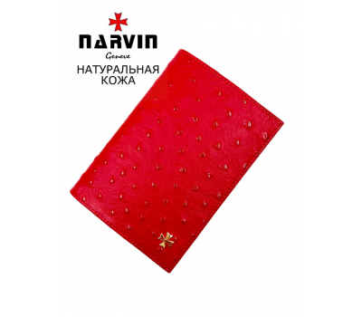 Обложка для документов NARVIN 9158-Ostrich Red