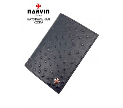 Обложка для документов NARVIN 9158-Ostrich Black