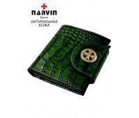 Кошелек NARVIN 9582-Croco Green