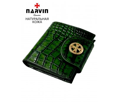 Кошелек NARVIN 9582-Croco Green