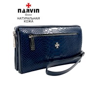 Клатч мужской NARVIN 9435-Anaconda D.Blue