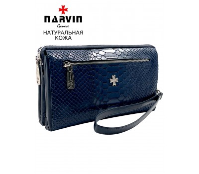 Клатч мужской NARVIN 9435-Anaconda D.Blue