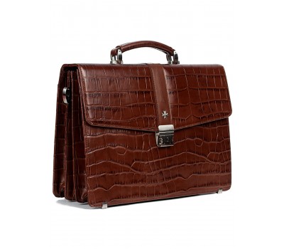 Портфель NARVIN 9733-Croco Caffe