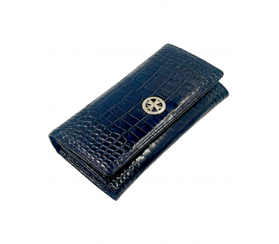 Кошелек NARVIN 9575-Croco D.Blue