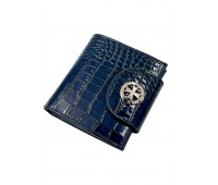 Кошелек NARVIN 9582-Croco D.Blue