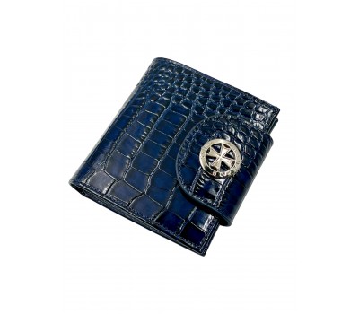 Кошелек NARVIN 9582-Croco D.Blue