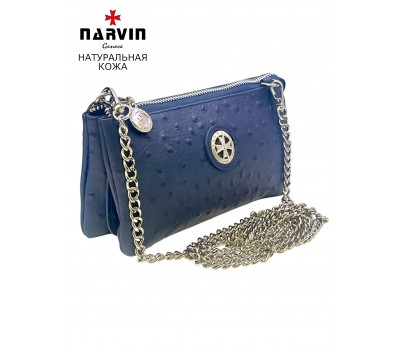 Клатч NARVIN 9245-Ostrich D.Blue