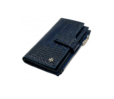 Кошелек NARVIN 9686-Croco D.Blue