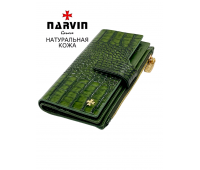 Кошелек NARVIN 9686-Croco Green