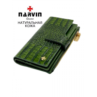Кошелек NARVIN 9686-Croco Green